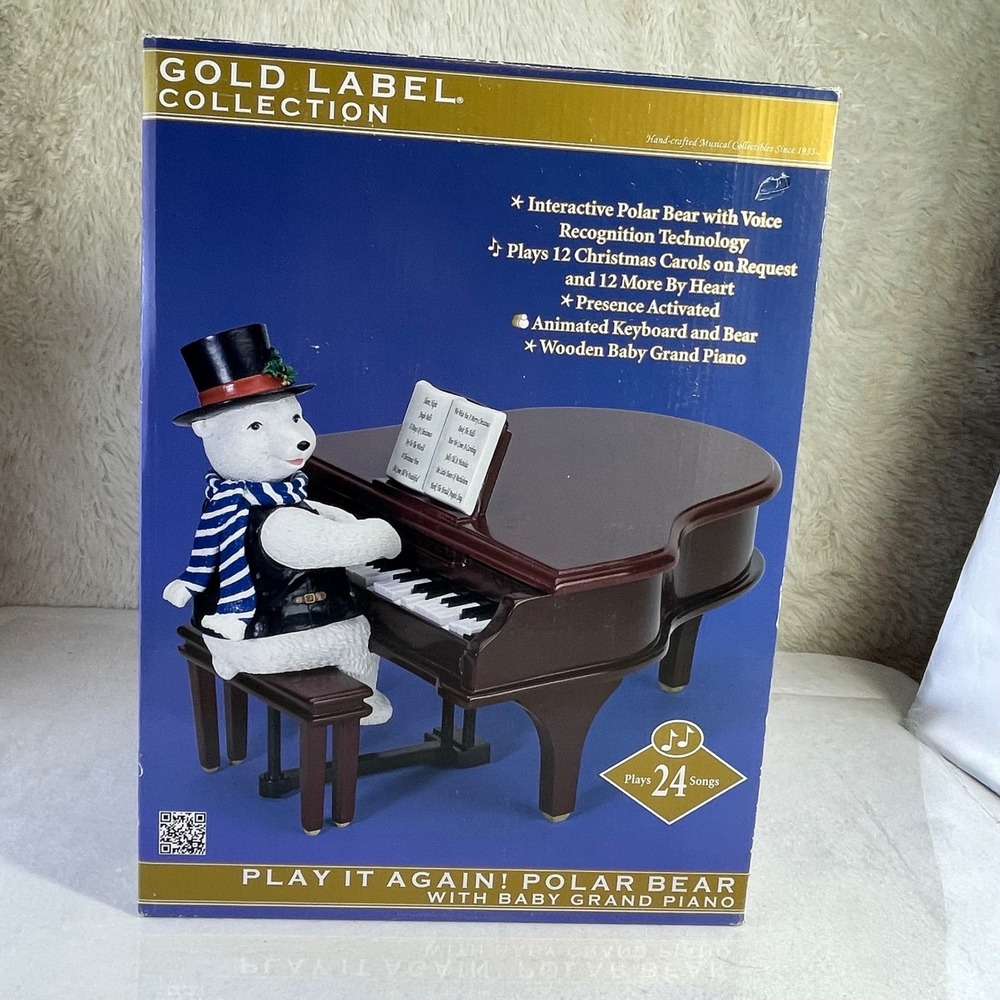 NEW in Box Vintage Mr Christmas Gold Label Polar Bear Animated Musical Piano